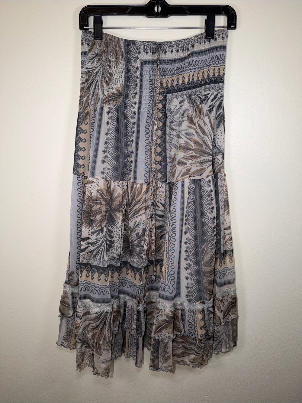 Lapis Y2K Floral Patchwork Boho Fairy Whimsy Flowy Midi Skirt Lace Geometric